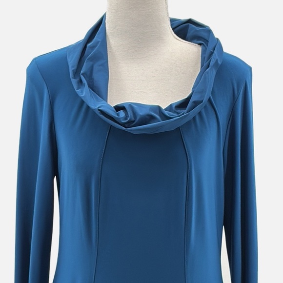 Joseph Ribkoff Cowl Neck Long Sleeve Pocket Dress in Teal - Size 8 - Picture 3 of 9